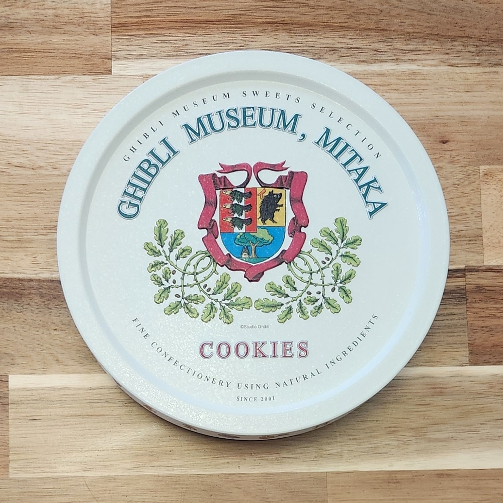 Rare Studio Ghibli Museum Original Emblem Cookies Tin With Totoro Green & White